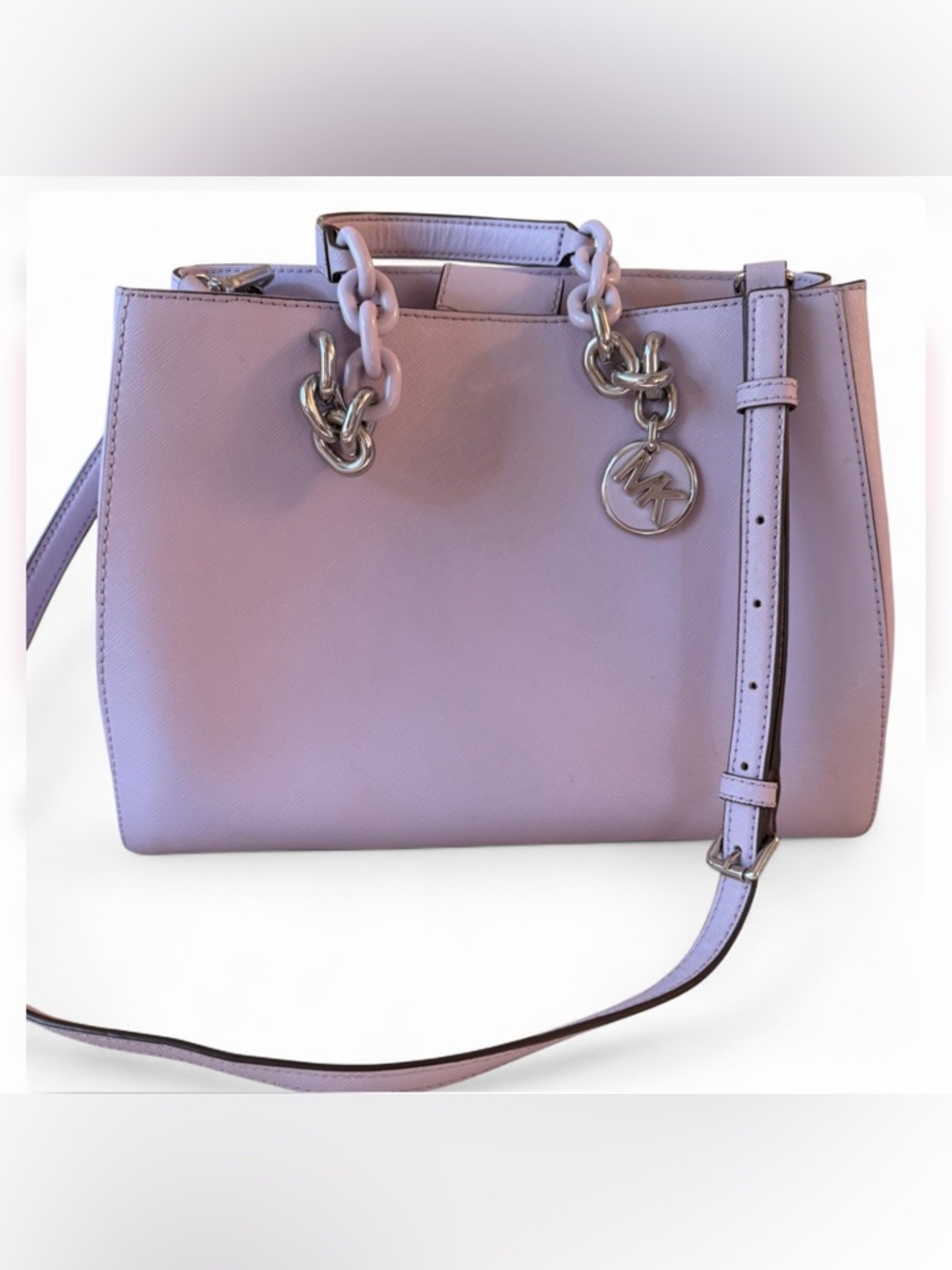 Michael Kors Lavender Saffiano Leather Tote with Chain Handles